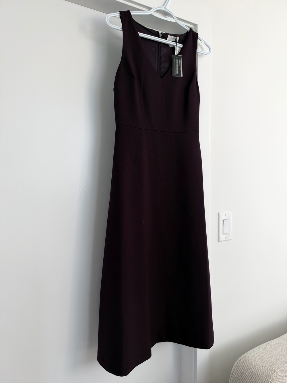 Aritzia Sleeveless V-Neck Midi Dress in Deep Plum